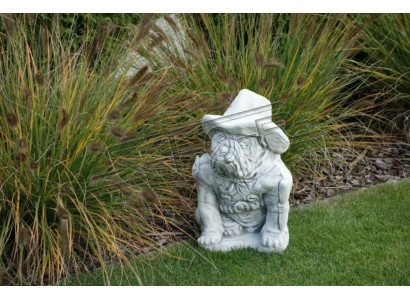 Décoration de jardin Chien Patio Figurines en pierre Blanche Statue décorative Figure